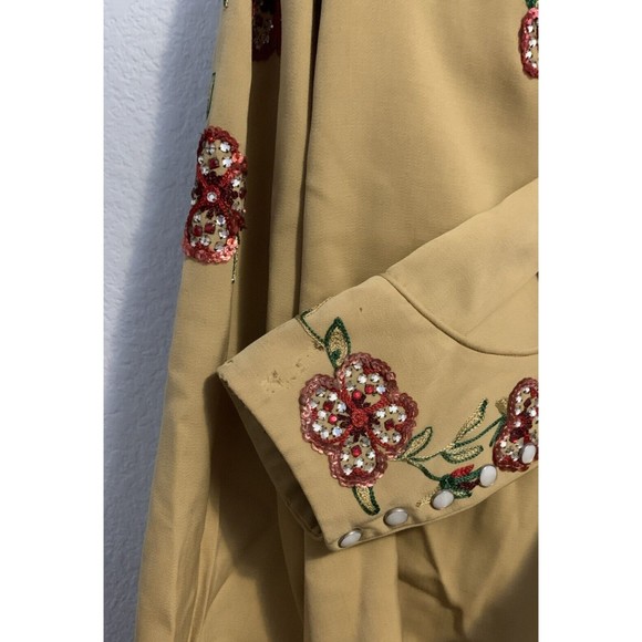 Vintage 1950s The Paddock Shops Suit Western Wear Light Yellow Flowers - Picture 8 of 16